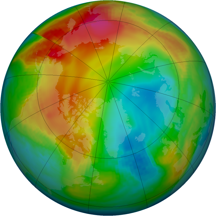 Arctic ozone map for 13 January 1987
